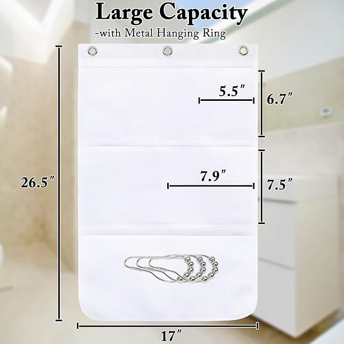 Mesh Shower Caddy Hanging, Quick-Drying Shower Organizer with 7 Pockets, Portable Bathroom