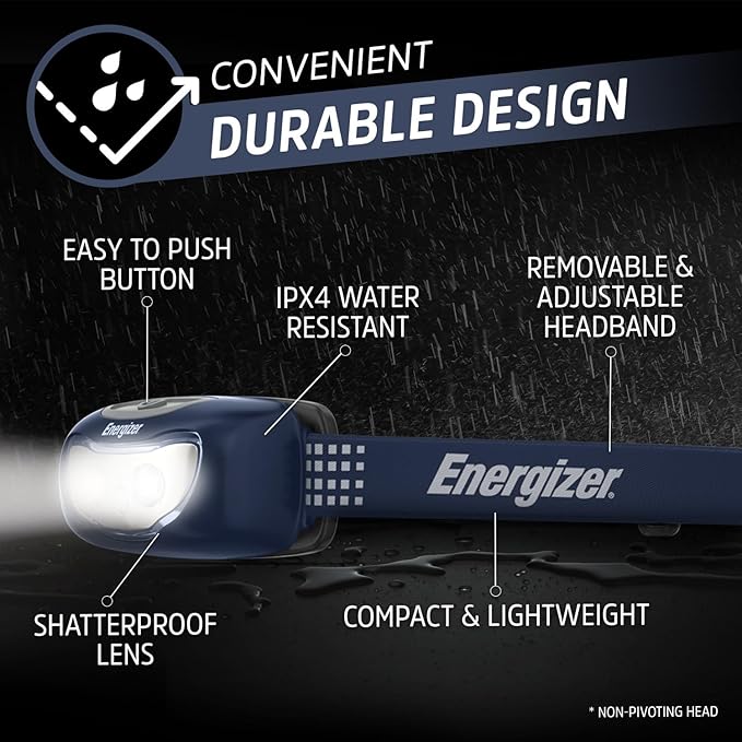 Energizer Universal Plus LED Headlamp, Lightweight Bright Headlamp for Outdoors, Camping and
