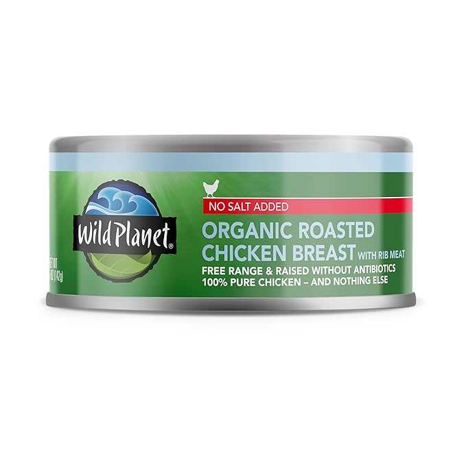 Wild Planet Organic Roasted Chicken Breast with Rib Meat, Skinless and Boneless, No Salt Added, 5