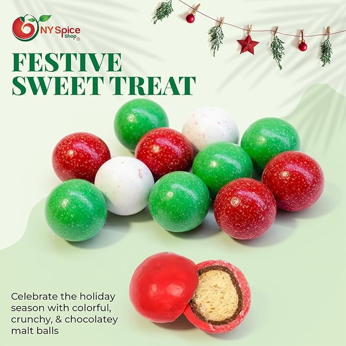 NY Spice Shop Multicolor Chocolate Malt Balls Party Decorations - 1 Pound Malted Milk Ball Candy