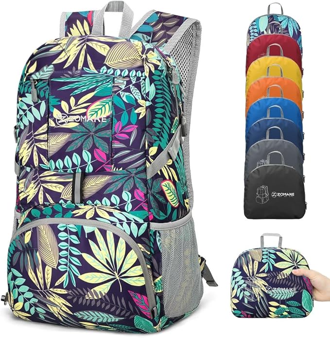 ZOMAKE Lightweight Packable Backpack 35L, Light Foldable Backpacks Water Resistant Collapsible