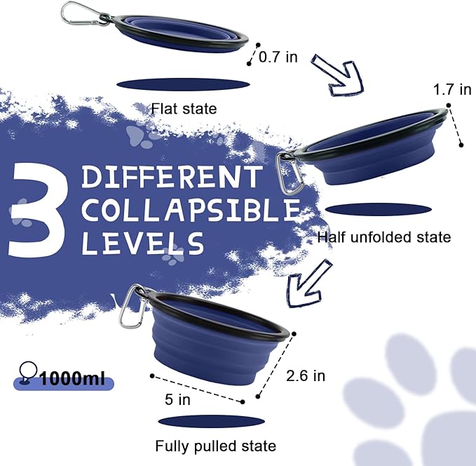 Rest-Eazzzy Large Collapsible Dog Bowls for Travel, 2-Pack Dog Portable Water Bowl for Dogs Cats