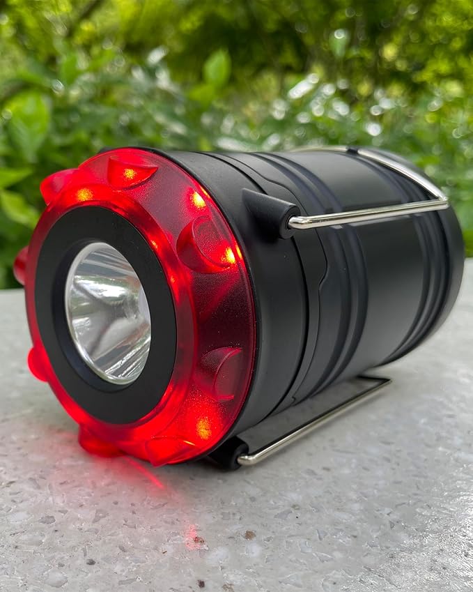 Lichamp Collapsible 2-Pack Camping Lanterns, 300LM COB Light & 150LM Flashlight with Red
