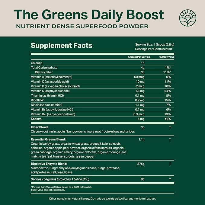Proper, The Greens Daily Boost Organic Greens Powder. Whole Food, Apple Flavour Veggie Powder