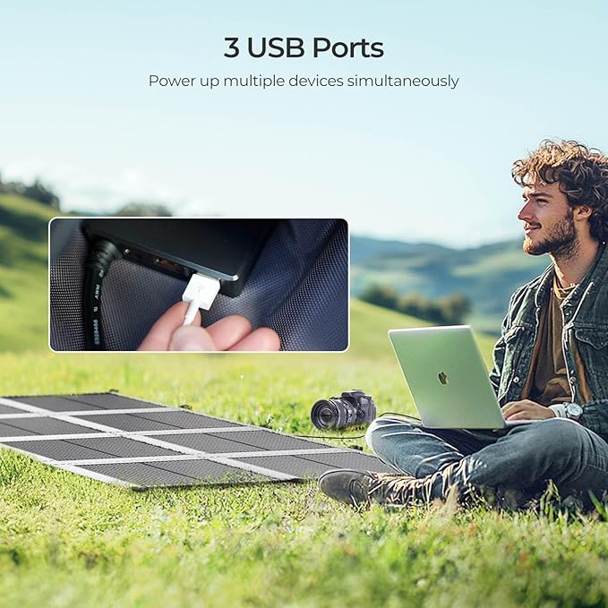 200 Watt Portable Solar Panel, Renogy Solar Blanket N-Type Foldable Solar Panel, 25% High