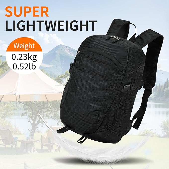 Small Hiking Daypack,15L Water-Resistant Hiking Backpack Packable Lightweight Travel Day Pack for