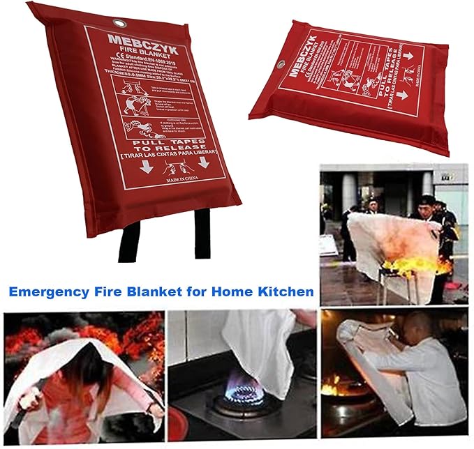 Fire Blanket Kitchen Emergency Blankets with Silicone Coating.Fireproof Blanket Fire Blanket for
