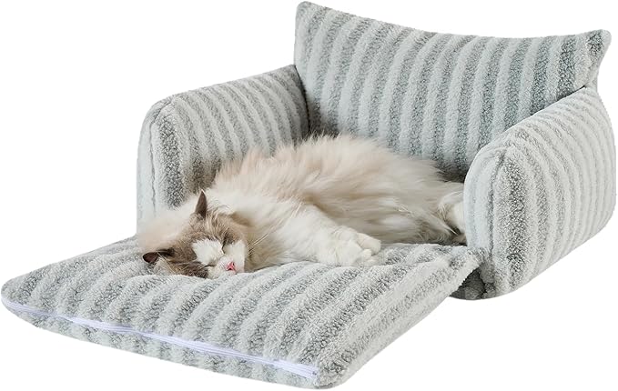 Hollypet Cat Bed Fluffy Plush Mutifuctional Double-Layer Soft Pet Couch Orthopedic Sofa Nest Beds