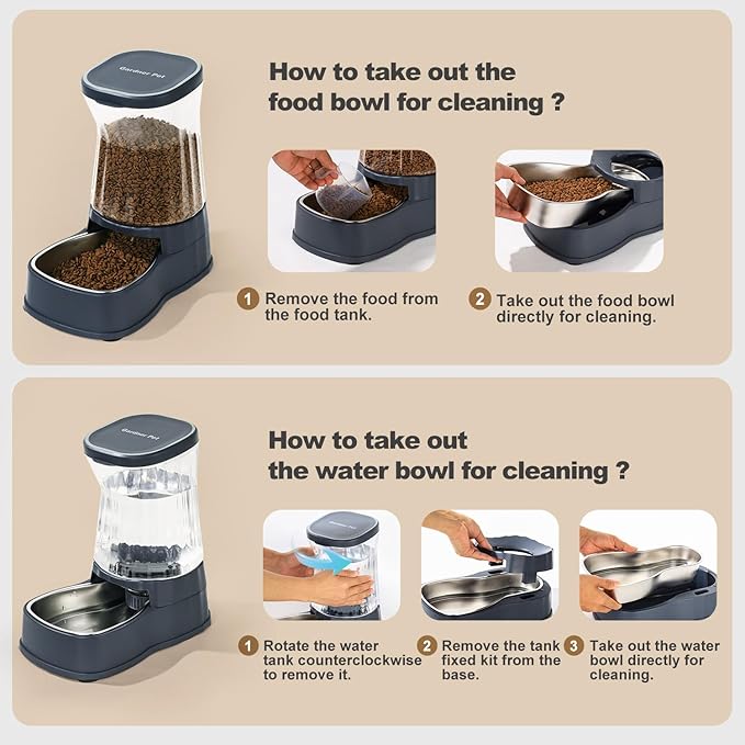 Gardner Pet Automatic Dog Water Dispenser Gravity Stainless Steel Waterer & Food Feeder Set, 100%