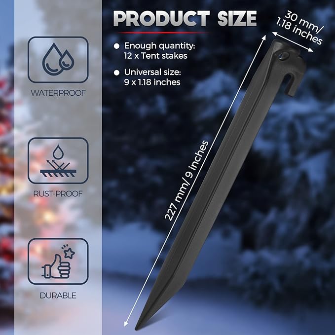 Yalikop 9 Inch Plastic Inflatable Tent Stakes Black Replacement Yard Inflatable Accessories for