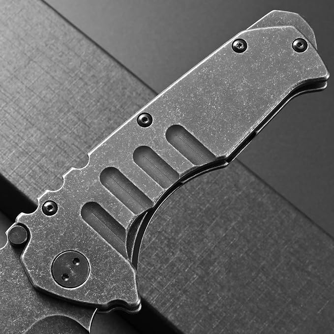 Ccanku C1137 Folding Knife, D2 Steel Blade Steel Handle EDC Tool Knife for Outdoor Camping Hiking