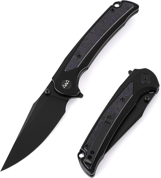 EDC Pocket Knife, 3.6" 14C28N Aluminium With Steel Inlay Handle, Folding Knife for Camping Hiking