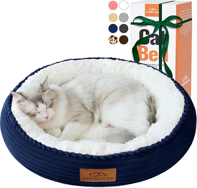 20in Washable Cat Beds for Indoor Cats - Round Donut Pet Bed for Cats, Small Dogs, Puppy, Kitten