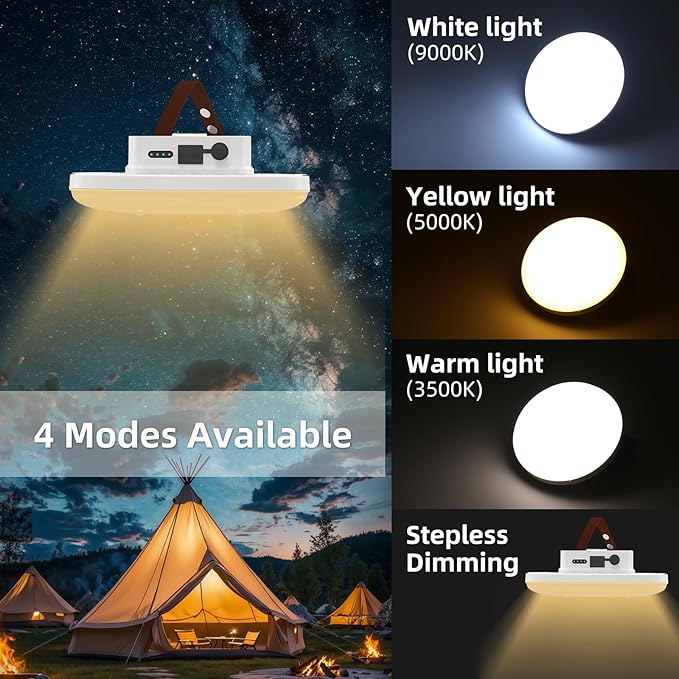 Camping Lantern 18800mAh Rechargeable Battery, 60W Ultra Bright LED Hanging Light with 3 Modes