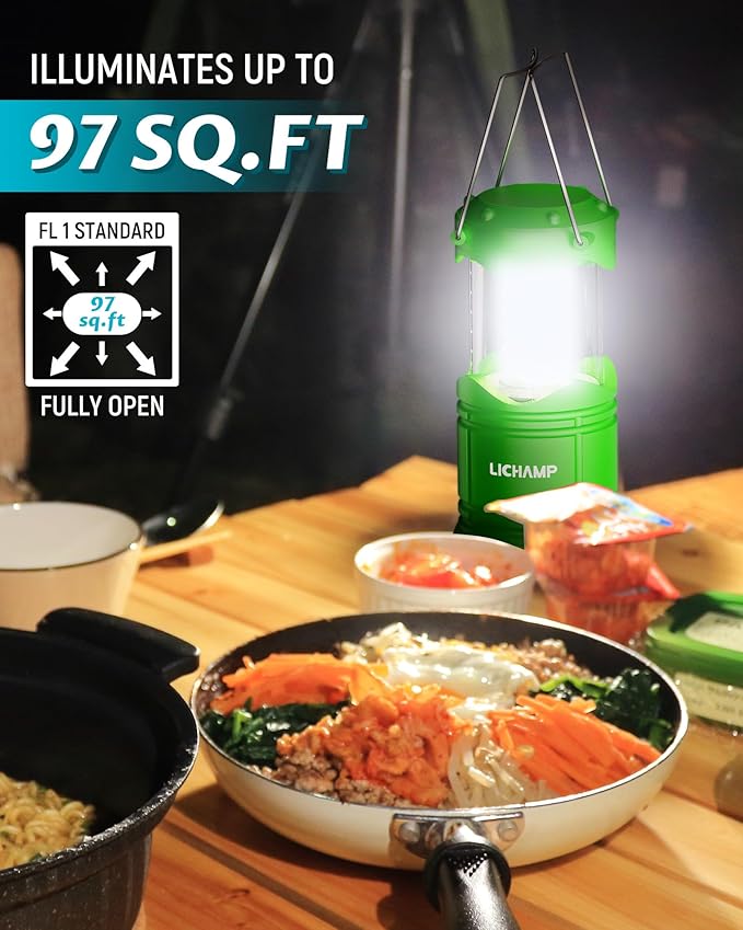 Lichamp 4 Pack LED Camping Lanterns, Battery Powered Camping Lights LED Collapsible Flashlight
