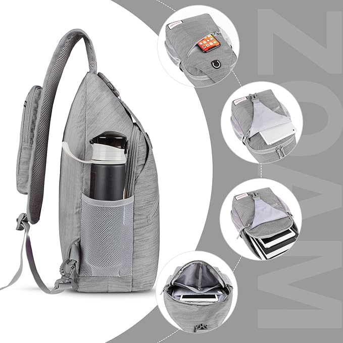 ZOMAKE Sling Bag,Small Crossbody Sling Backpack,Water Resistant Shoulder Daypack for Travel,Anti