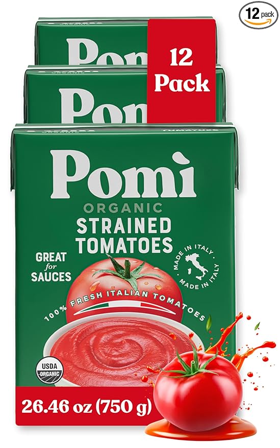 Pomì Organic Strained Tomatoes 26.46oz (Pack of 12)- Creamy, Velvety Puree - 100% Fresh Italian