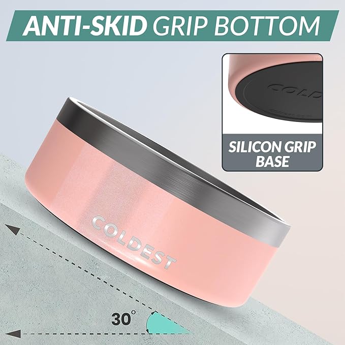 Coldest Dog Bowl - Anti Rust Metal, Non Slip, 3 Layers Insulated Stainless Steel Dog Bowls - Spill