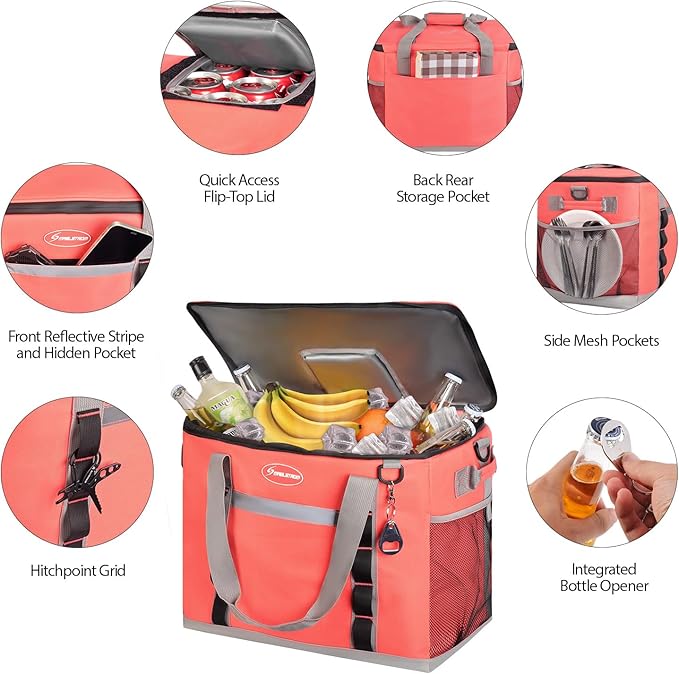 Maelstrom Collapsible Soft Cooler Bag, 24/30/60/75 Cans Beach Cooler, Ice Chest, Leakproof &