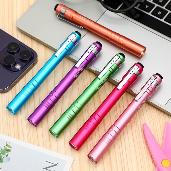 24 Pack Mini Pen Flashlights Bulk LED Pen Lights Aluminum Pocket Flashlights with Clips Small