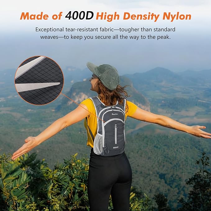 Seektop Small Hiking Backpack 12L to 15L Expandable Travel Packable Waterproof Daypack Lightweight