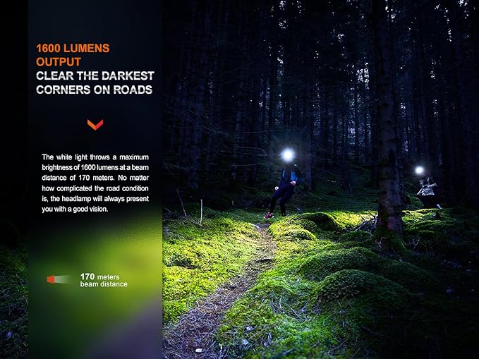 Fenix HM65R-T V2.0 Running Headlamp, 1600 Lumen White Light and Warm White Dual Beams, USB-C