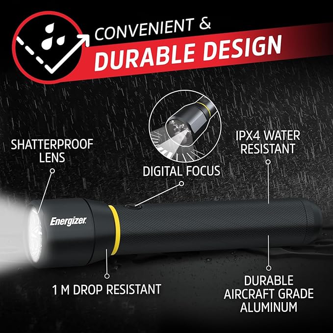Energizer LED Flashlight Vision PRO, Ultra Bright 1000+ Lumens, IPX4 Water Resistant