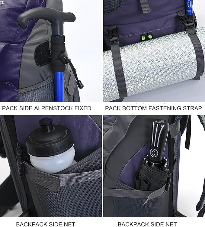 Bseash 50L Hiking Backpack, Water Resistant Lightweight Outdoor Sport Daypack Travel Bag for