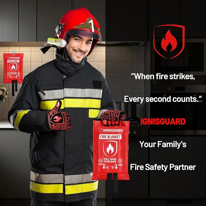 Emergency Fire Blanket for Home and Kitchen, 1-Pack 40"x40", Fiberglass Fire Blankets Emergency for