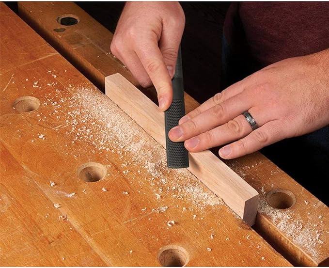 Wood Rasp File 4 Way Hand File and Round Rasp, Half Round Flat & Needle Files Wood Rasp Set for