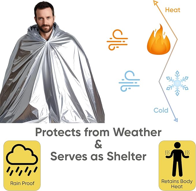 Emergency Mylar Blankets 130 * 210 Cm Large Reusable Thermal Space Blanket Survival Rescue
