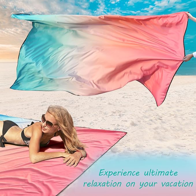 Beach Blanket Waterproof Sandproof Beach Mat 79" X 83"/10'x9'for 2-8 Adults Quick Drying Outdoor