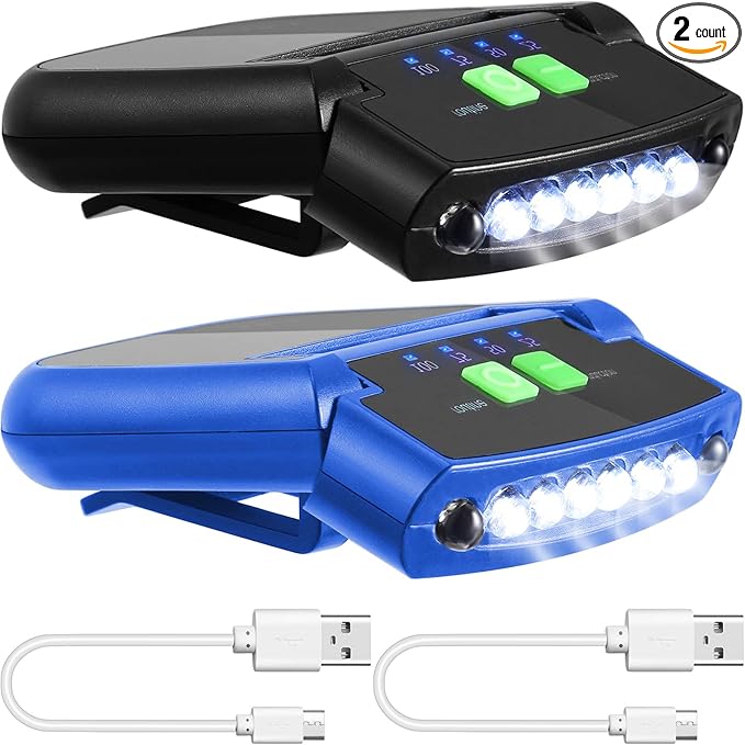 Mudder LED Clip on Cap Lights USB Rechargeable Cap Flashlight Clip Waterproof Ultra Bright Hat