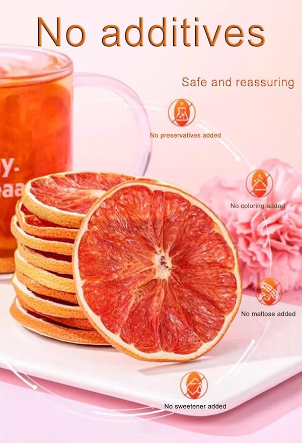 AFKCCPD Dried Grapefruit Slices, 7oz/200g Dehydrated fruit for cocktails Garnishes for Drinks
