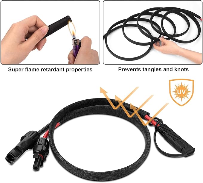 iGreely Solar Panel Connector Cable, 10AWG SAE to Male & Female Adapter PV Extension Cable Wire for