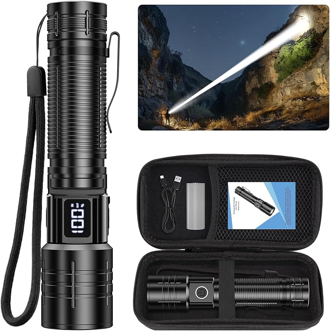 AdamStar Flashlights High Lumens Rechargeable Super Bright LED Flashlight with Dimmable, Zoomable