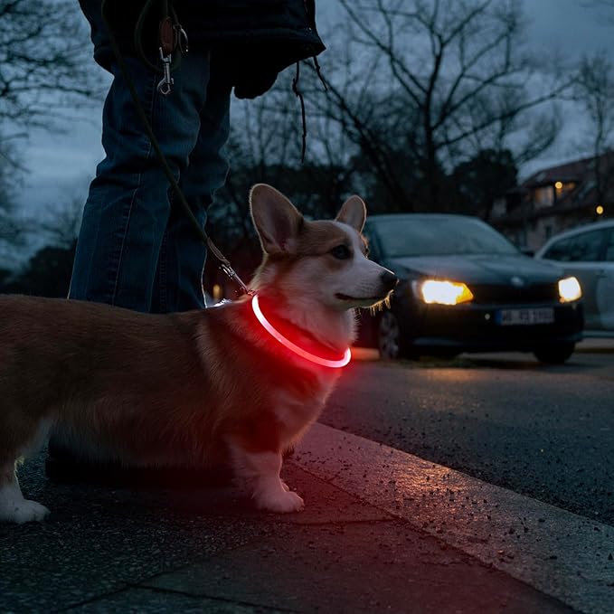 HIGO LED Dog Collar Light - USB Rechargeable Light Up Dog Collars, DIY Flash LED Dog Necklace for