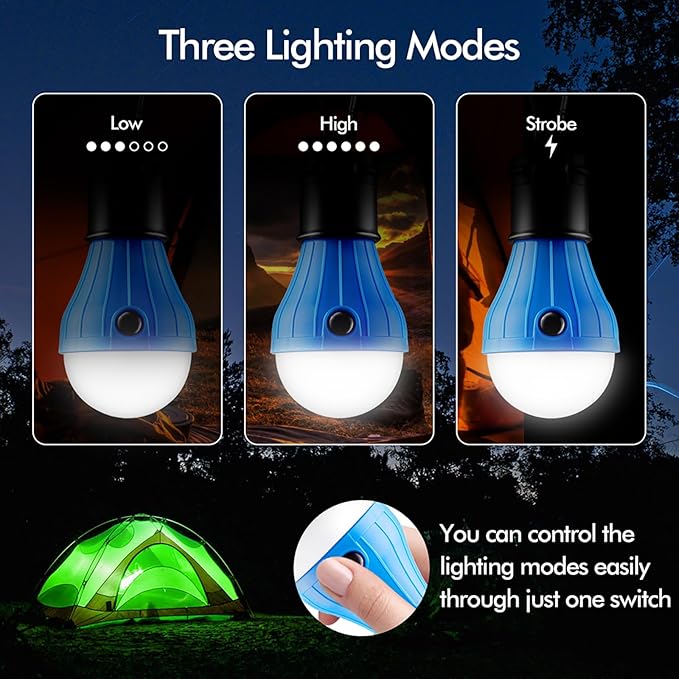 Tent Lamp Portable LED Tent Lights Blue 5 Packs Hook Hurricane Emergency Lights LED Camping Lights