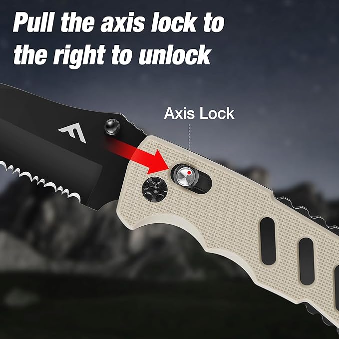 FLISSA Folding Pocket Knife with Clip, Glass Breaker and Seatbelt Cutter, Survival Knife for