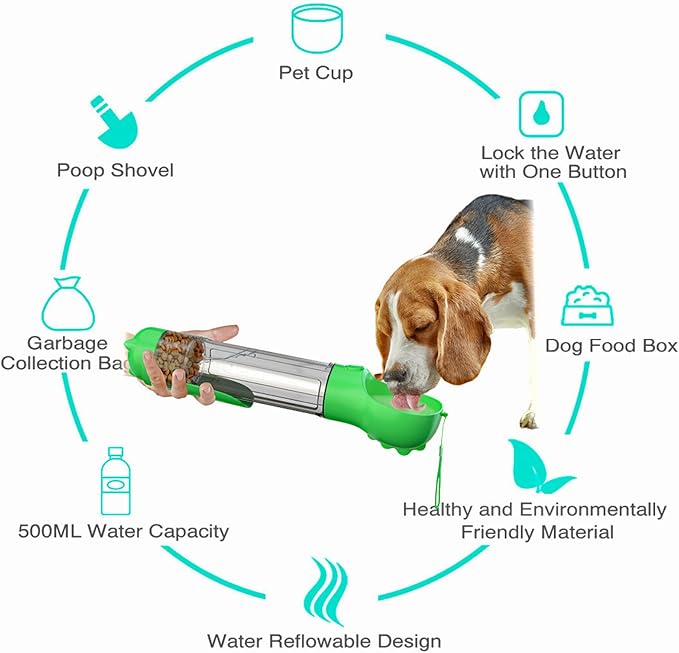 DoqiPaw Dog Travel Water Bottle Leak Proof No Spill Lead Leash Waterer Feeder Accessory Alternative