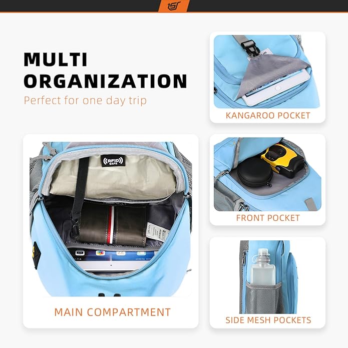 SKYSPER Sling Bag RFID Crossbody Sling Backpack Cross Body Shoulder Bag Travel Hiking Daypack for