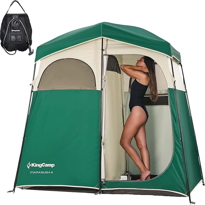 KingCamp Shower Tent, Portable Privacy Tent Outdoor Camping 1/2 Room Toilet Tents with Shower Bag &