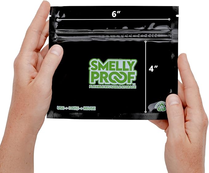 10pk 4-MIL Thick HEAVY DUTY Smelly Proof Reusable Bags Black, USA-Made, Reusable Food Storage Bags
