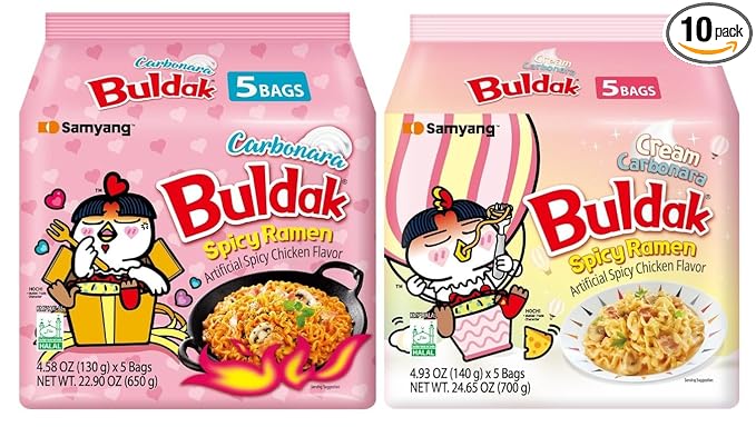 KF GOODIES Korean Ramen Variety Pack Gift Box (10 Count) – Spicy Buldak Noodle Assortment for