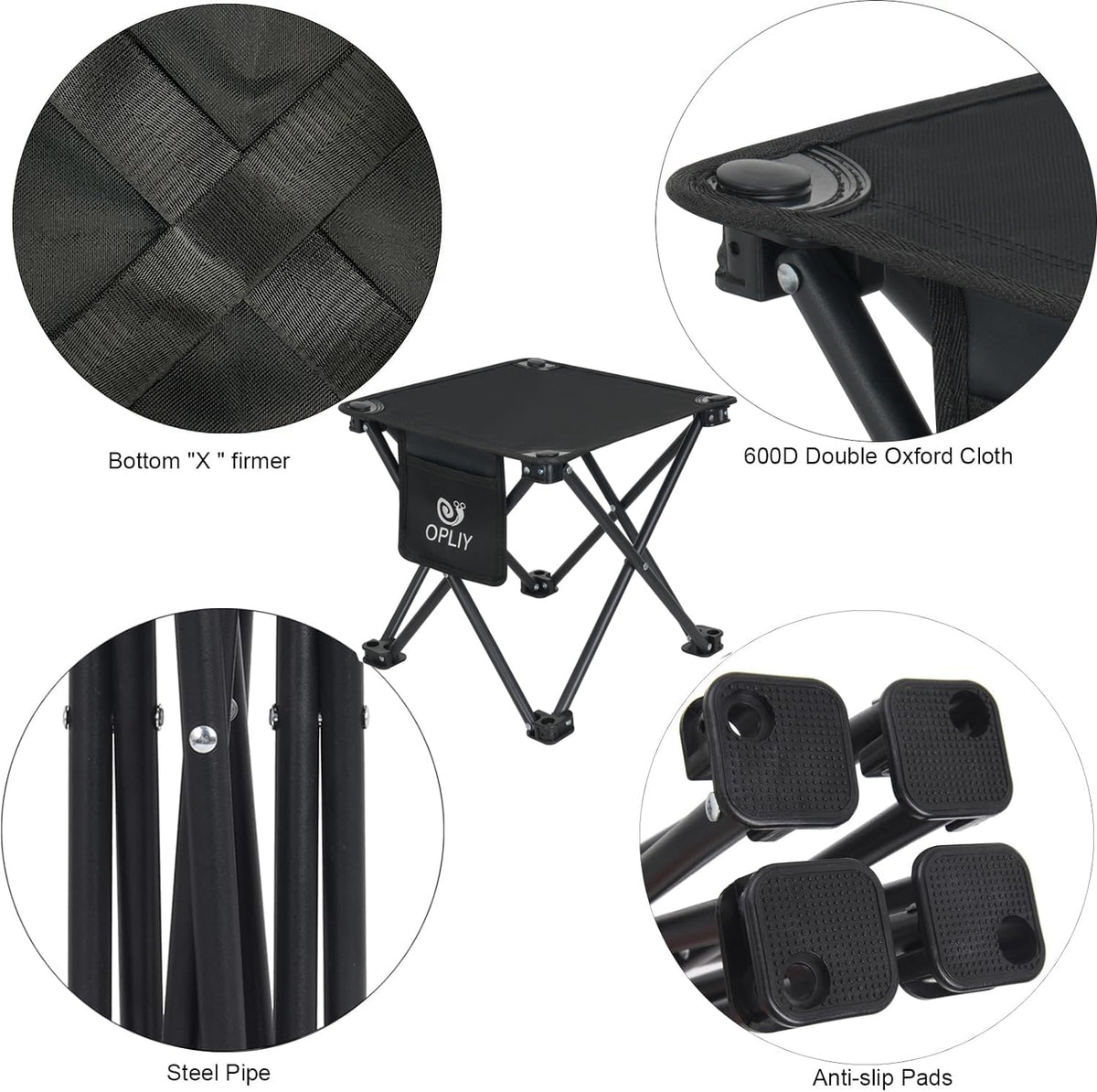 Opliy Camping Stool 2 Pack,13 Inch Portable Folding Stool for Outdoor Gardening and Beach Hiking