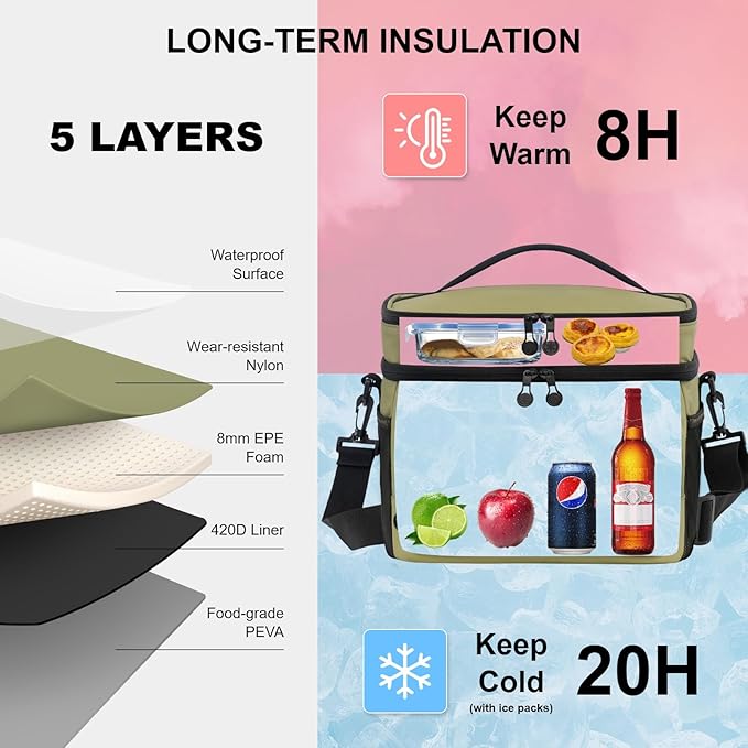 EVERFUN Small Cooler Lunch Box Mini Leak-Proof Soft Double Deck 24 Can Personal Insulated