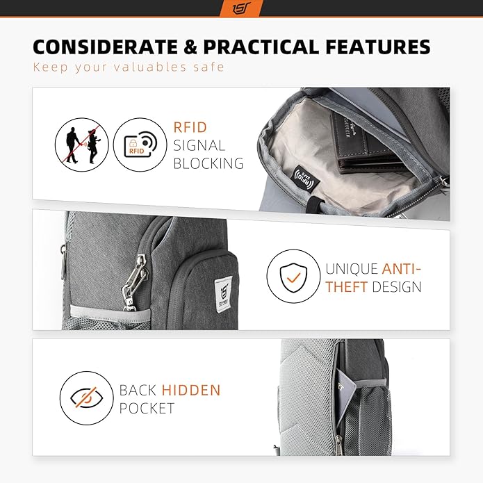 SKYSPER Sling Bag RFID Crossbody Sling Backpack Cross Body Shoulder Bag Travel Hiking Daypack for