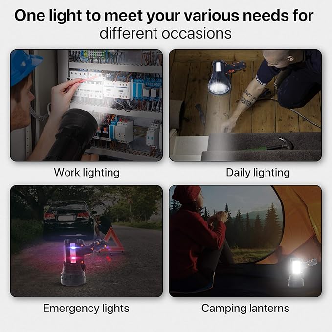 Powerful Spotlight - Super Bright 6000 Lumen Rechargeable Flashlight with 3 Light Modes, Long