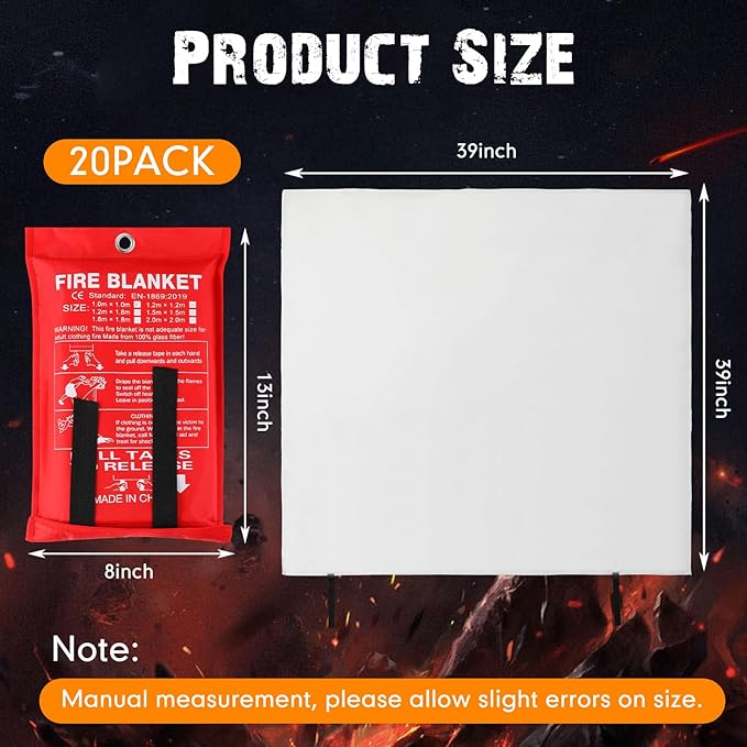 Moukeren Fire Blanket Fire Emergency Blankets for Home Kitchen, Survival Safety Flame Suppression
