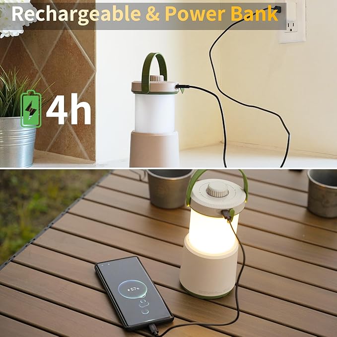 2PK LED Camping Lantern Rechargeable, 800LM, 230Hours Runtime, 5 Modes Camping Light with Red